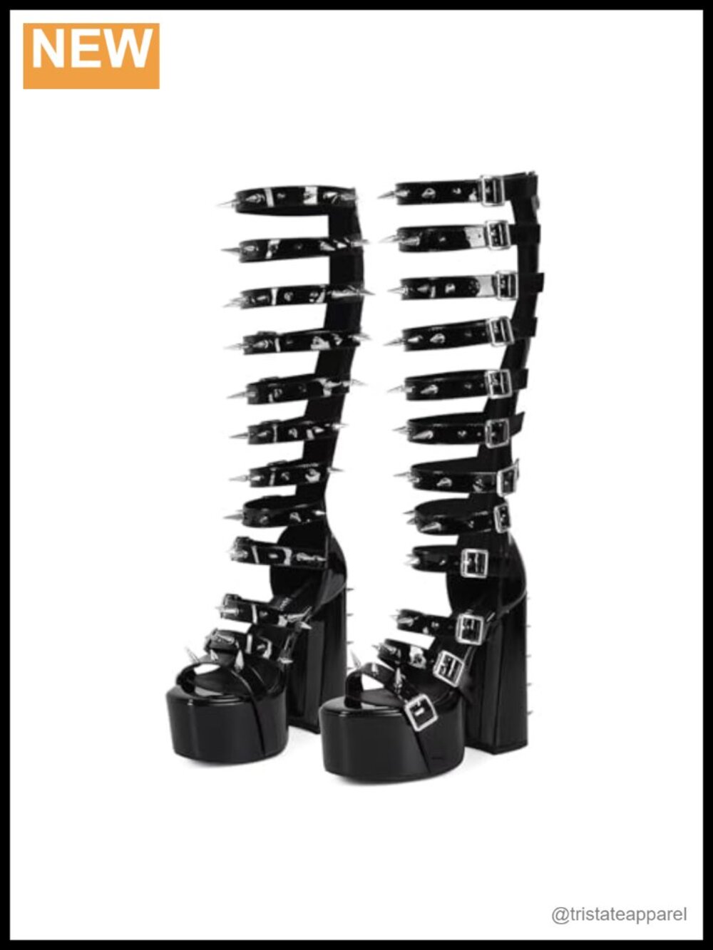 Punk Gladiator Lace Up Knee High Platform Heeled Sandal Boots - Chunky Gothic